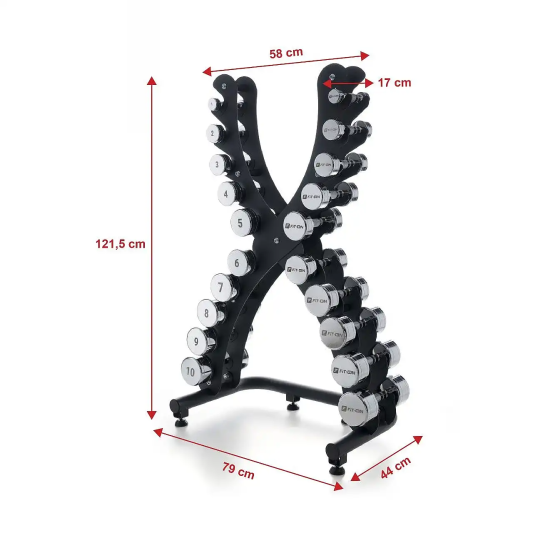 Гантельний ряд Fit-On Chrome Stand X 1-10 кг (110кг)