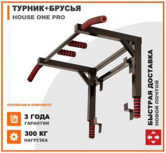 Настенный тренажер турник-брусья 3 в 1 House One Pro