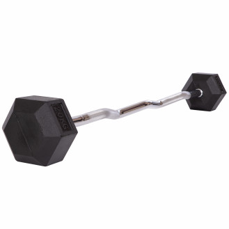 Штанга фиксированная изогнутая обрезиненная Rubber Hexagon Barbell Zelart TA-6231-20 20кг