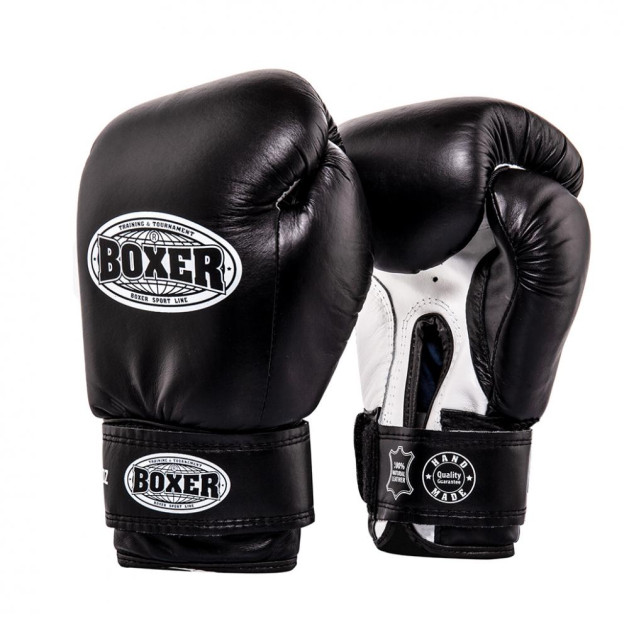 Рукавички боксерські BOXER 10 oz шкіра 0.8-1 мм чорний