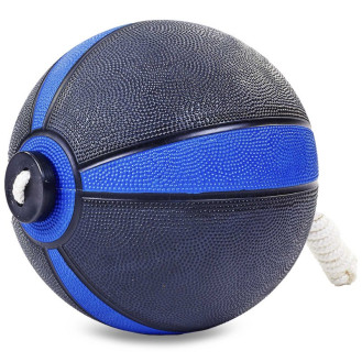 Медбол з мотузкою Medicine Ball FI-5709-5 5 кг чорний-синій