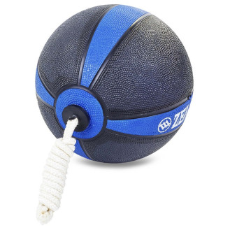 Медбол з мотузкою Medicine Ball FI-5709-5 5 кг чорний-синій
