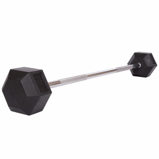 Штанга фиксированная прямая обрезиненная Rubber Hexagon Barbell Record TA-6230-25 25кг