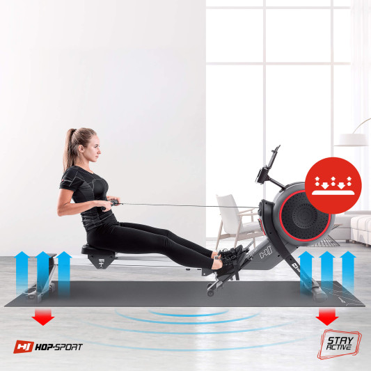 Гребной тренажер аэромагнитный Hop-Sport HS-100AR Roam серый + мат