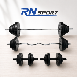 Штанга + гантелі RN-Sport на 80 кг 4 грифи + диски. Рукавички у подарунок!