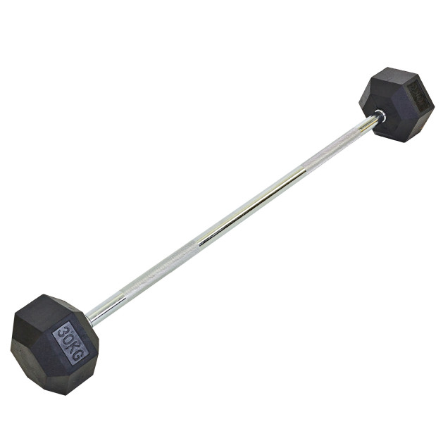 Штанга фіксована пряма гумова Rubber Hexagon Barbell Record TA-6230-30 30кг