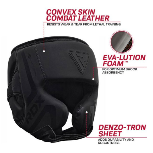 Боксерський шолом RDX T15 Matte Black M