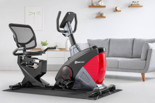 Горизонтальний велотренажер електромагнітний HS-070L Helix iConsole+ червоний