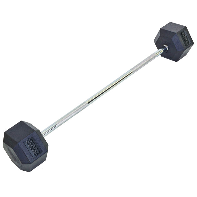 Штанга фіксована пряма гумова Rubber Hexagon Barbell Record TA-6230-35 35кг