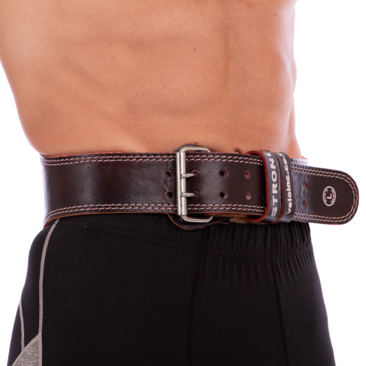 Пояс атлетический из кожи VELO VL-6627 15 см с подкладкой для спины черный-коричневый