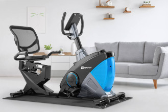 Горизонтальный велотренажер электромагнитный HS-070L Helix iConsole+ синий
