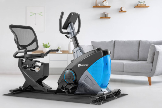 Горизонтальний велотренажер електромагнітний HS-070L Helix iConsole+ синій