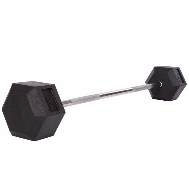 Штанга фиксированная прямая обрезиненная Rubber Hexagon Barbell Record TA-6230-45 45кг