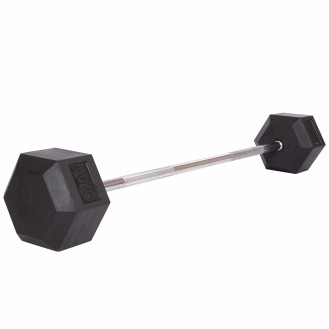 Штанга фиксированная прямая обрезиненная Rubber Hexagon Barbell Record TA-6230-50 50кг