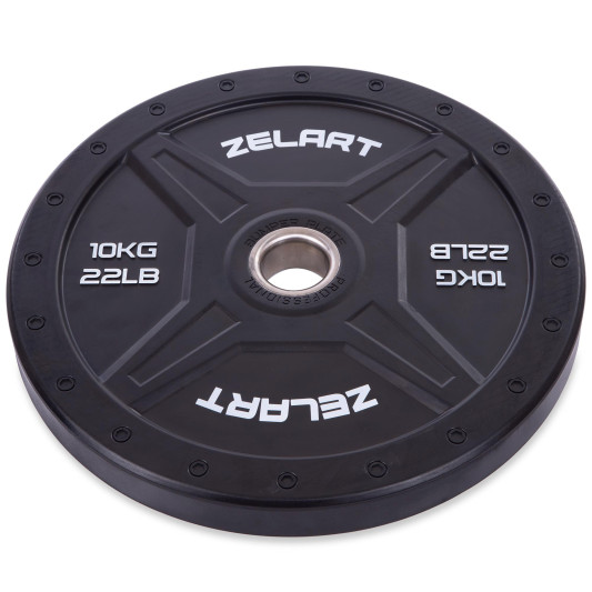 Бамперные диски для кроссфита Bumper Plates резиновые d-51 мм Zelart TA-2258-10 10 кг