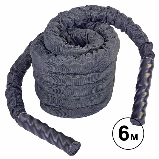 Канат для кроссфіту в захисному рукаві Battle Rope FI-5719-6 6м чорний