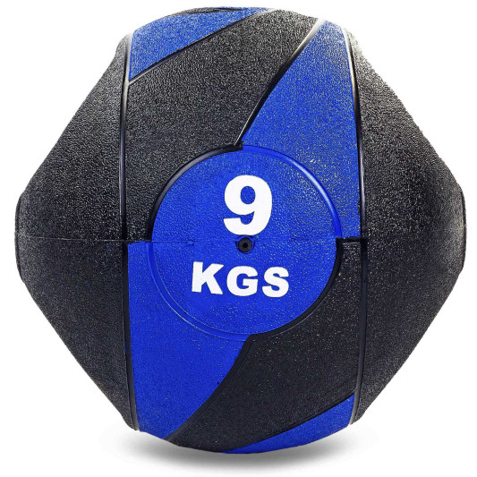 Мяч медбол с двумя ручками Medicine Ball FI-5111-9 9 кг черный-синий
