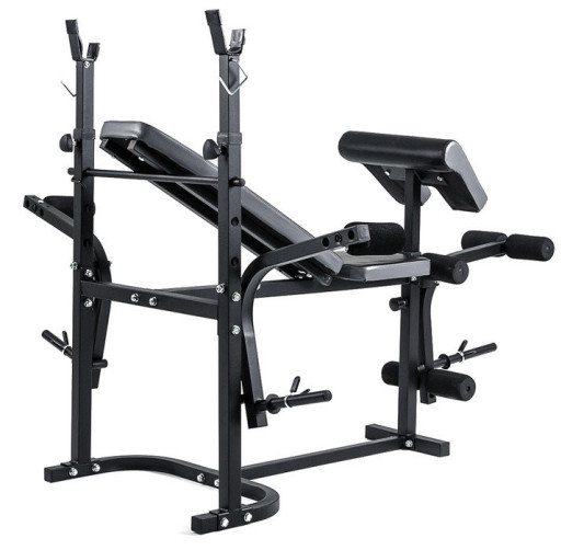 Скамья для жима TREX 1020 + 4 грифа + 2х15 кг, 4x10 кг, 4x5 кг, 4x2,5 кг