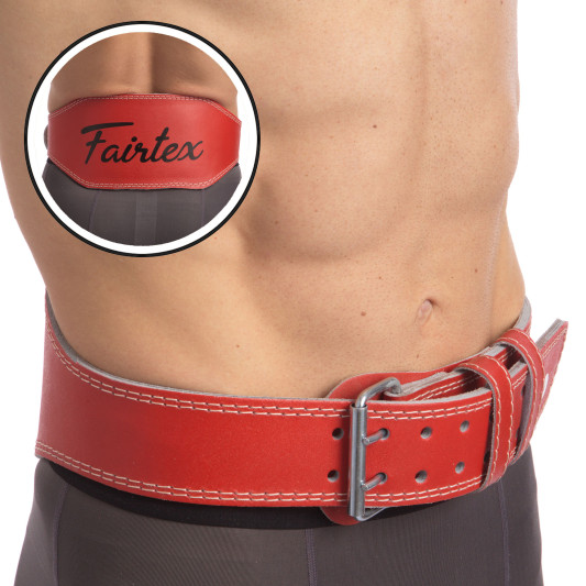Кожаный атлетический пояс FAIRTEX 167076 15 см с подкладкой для спины красный