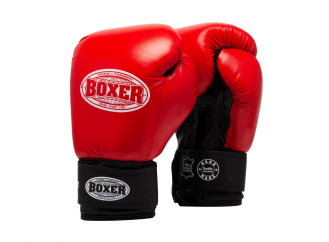 Рукавички боксерські Boxer 8 oz шкіра 0.8-1 мм червоний