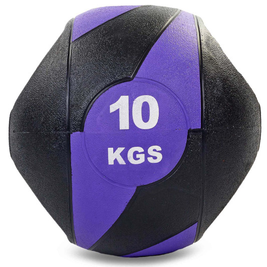 Мяч медицинский с двумя ручками Record Medicine Ball FI-5111-10 10 кг черный-фиолетовый
