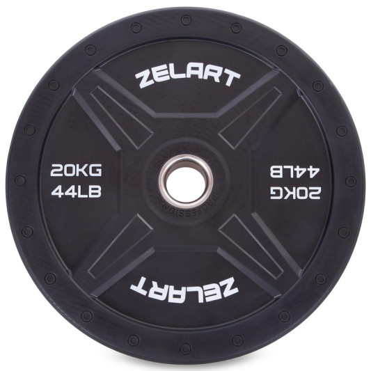 Бамперные диски для кроссфита Bumper Plates резиновые d-51 мм Zelart TA-2258-20 20 кг