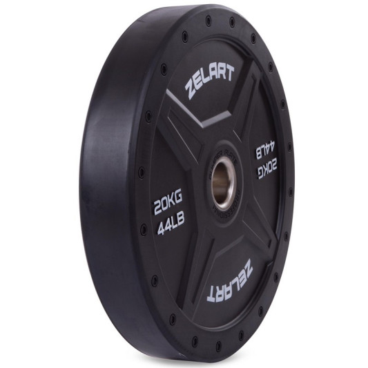 Бамперные диски для кроссфита Bumper Plates резиновые d-51 мм Zelart TA-2258-20 20 кг