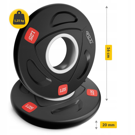 Диск олимпийский 4FIZJO 2 x 1.25 кг 51 мм металлический, прорезиненный Black