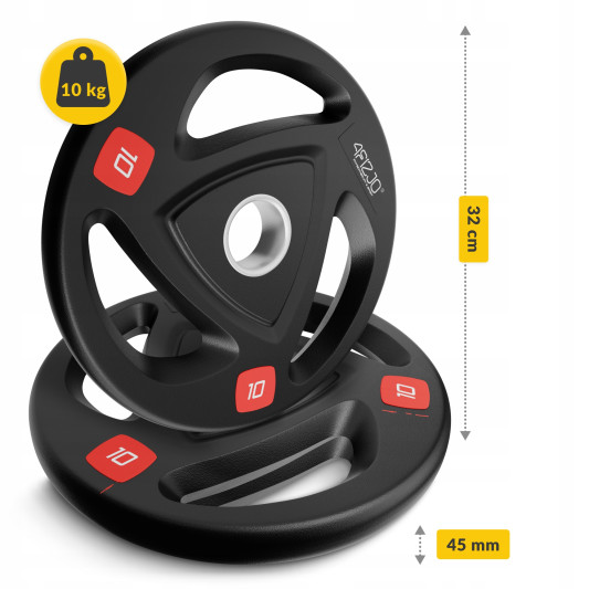 Диск олимпийский 4FIZJO 2 x 10 кг 51 мм металлический, прорезиненный Black