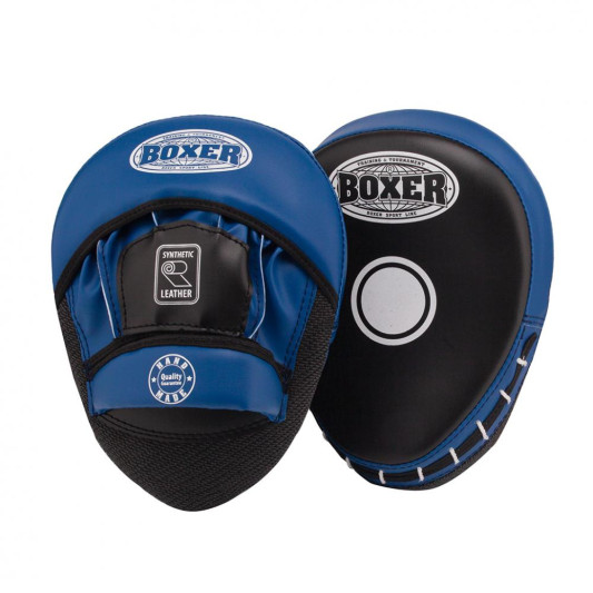 Лапы боксерские гнутые BOXER кожвинил 0.8 мм черный-синие