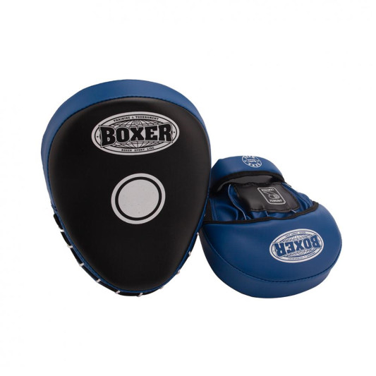 Лапы боксерские гнутые BOXER кожвинил 0.8 мм черный-синие