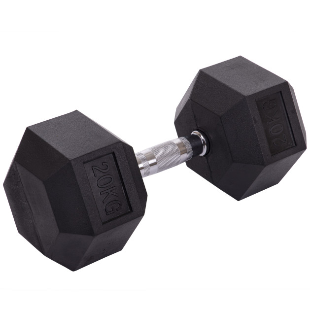 Гантель цільна шестигранна гексагональна гумова 1 шт Zelart TA-2679-20 1x20 кг
