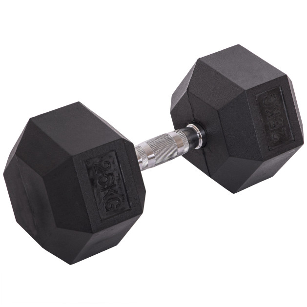 Гантель цільна шестигранна гексагональна гумова 1 шт Zelart TA-2679-25 1x25 кг