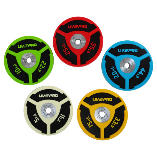 Диски бамперные олимпийские LiveUp LP8027 51 мм 5-10-15-20-25 кг