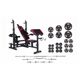Набор Strong 169 кг. Стальные диски, грифы + скамья