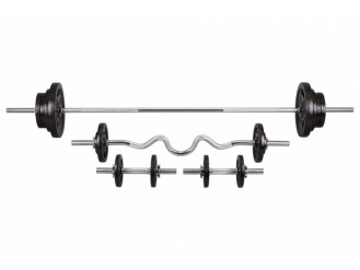 Набор Strong 129 кг. Стальные диски, грифы + скамья HS-1075