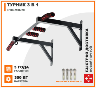 Настенный турник для квартиры 3 в 1 Premium