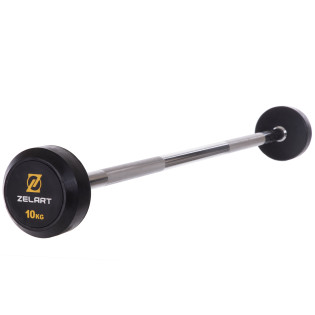 Штанга фиксированная прямая обрезиненная Rubber Coated Barbell Zelart TA-2685-10 10кг