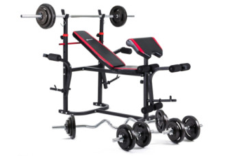 Набор Strong 133 кг. Железные блины, грифы со скамьей HS-1020