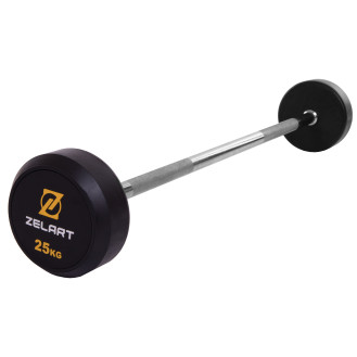 Штанга фиксированная прямая обрезиненная Rubber Coated Barbell Zelart TA-2685-25 25кг