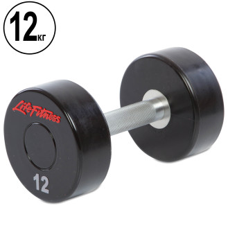 Гантель цельная профессиональная с полиуретановым покрытием 1 шт LIFE FITNESS SC-80081-12 1х12 кг