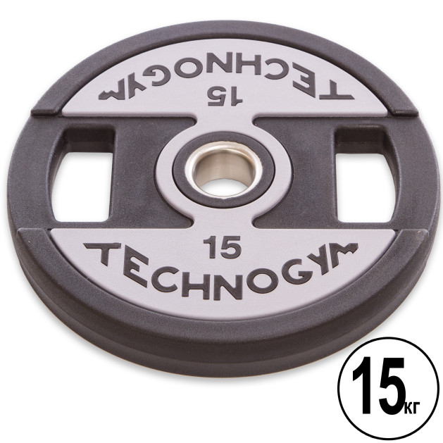 Бліни (диски) поліуретанові 2 Handle металева втулка d-51 мм TECHNOGYM TG-1837-15 15 кг чорний