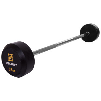 Штанга фиксированная прямая обрезиненная Rubber Coated Barbell Zelart TA-2685-35 35кг