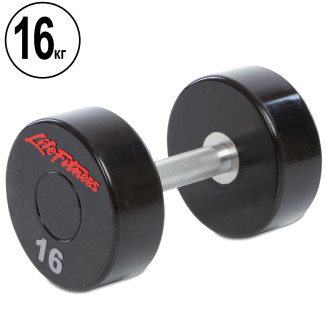 Гантель цельная профессиональная с полиуретановым покрытием 1 шт LIFE FITNESS SC-80081-16 1х16 кг