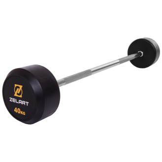 Штанга фиксированная прямая обрезиненная Rubber Coated Barbell Zelart TA-2685-40 40кг
