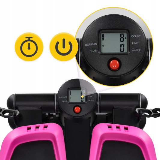 Степпер (мини-степпер) 4FIZJO Evo с эспандерами Black/Pink