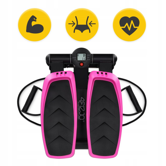Степпер (мини-степпер) 4FIZJO Evo с эспандерами Black/Pink