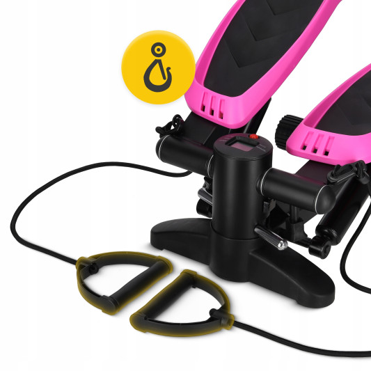 Степпер (мини-степпер) 4FIZJO Evo с эспандерами Black/Pink