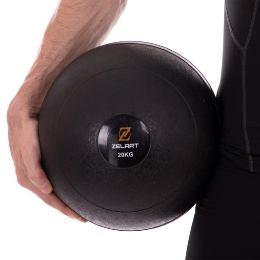 М'яч слембол для кросфіту та тренувань Slam Ball FI-2672-20 20 кг чорний