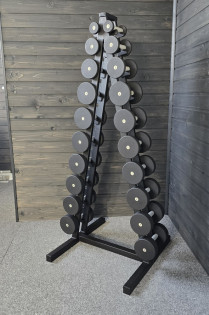 Ряд гантельний RN-Sport BLACK 1-10 кг зі стійкою